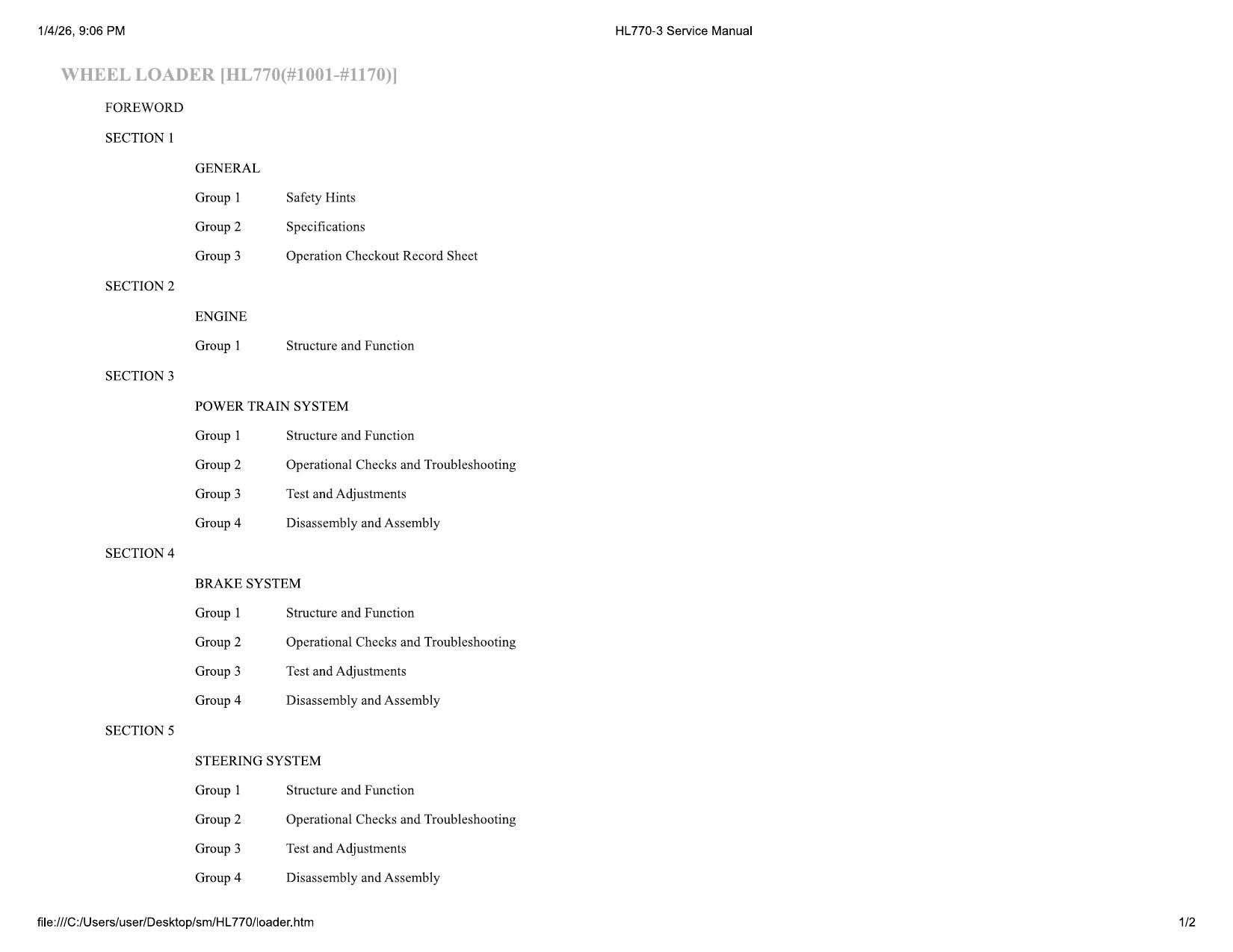 HL770-3 Service Manual